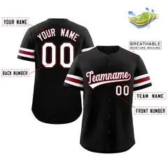 Black White Red Classic Authentic Baseball Jersey 2