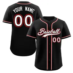 Black White Red Classic Authentic Baseball Jersey