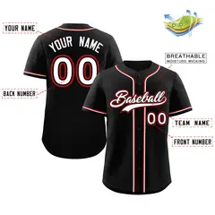 Black White Red Classic Authentic Baseball Jersey 2