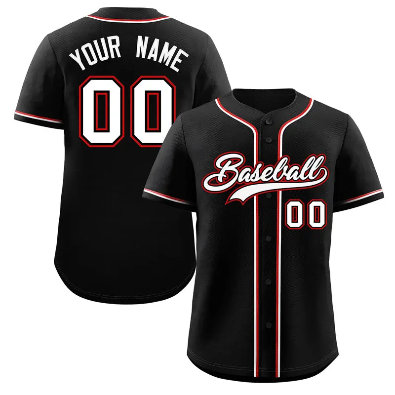 Black White Red Classic Authentic Baseball Jersey