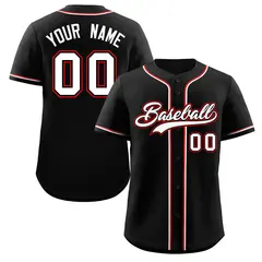 Black White Red Classic Authentic Baseball Jersey