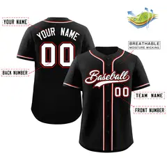 Black White Red Classic Authentic Baseball Jersey 2