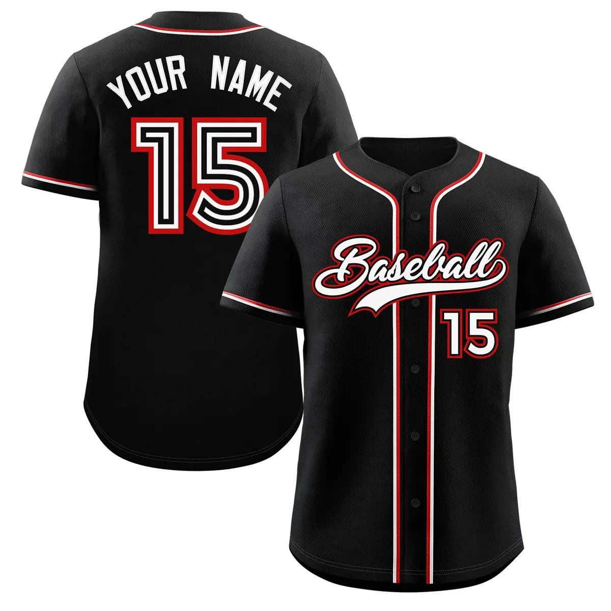 Black White Red Classic Authentic Baseball Jersey