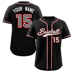 Black White Red Classic Authentic Baseball Jersey