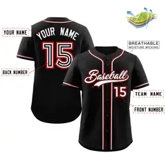 Black White Red Classic Authentic Baseball Jersey 2