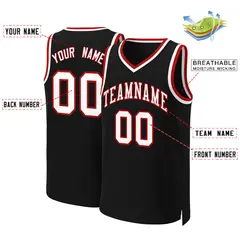 Black White-Red Classic Basketball Jersey