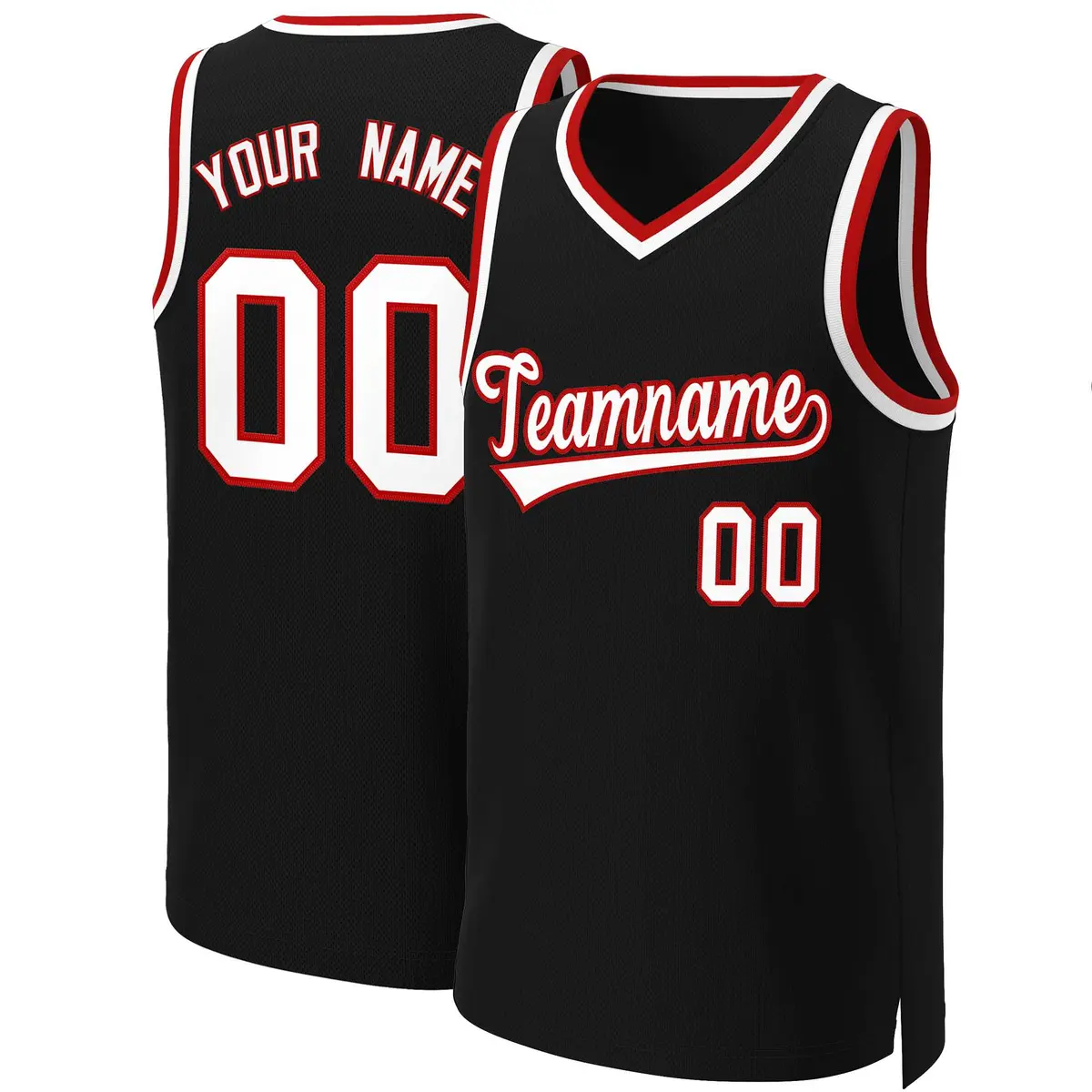 Black White-Red Classic Basketball Jersey
