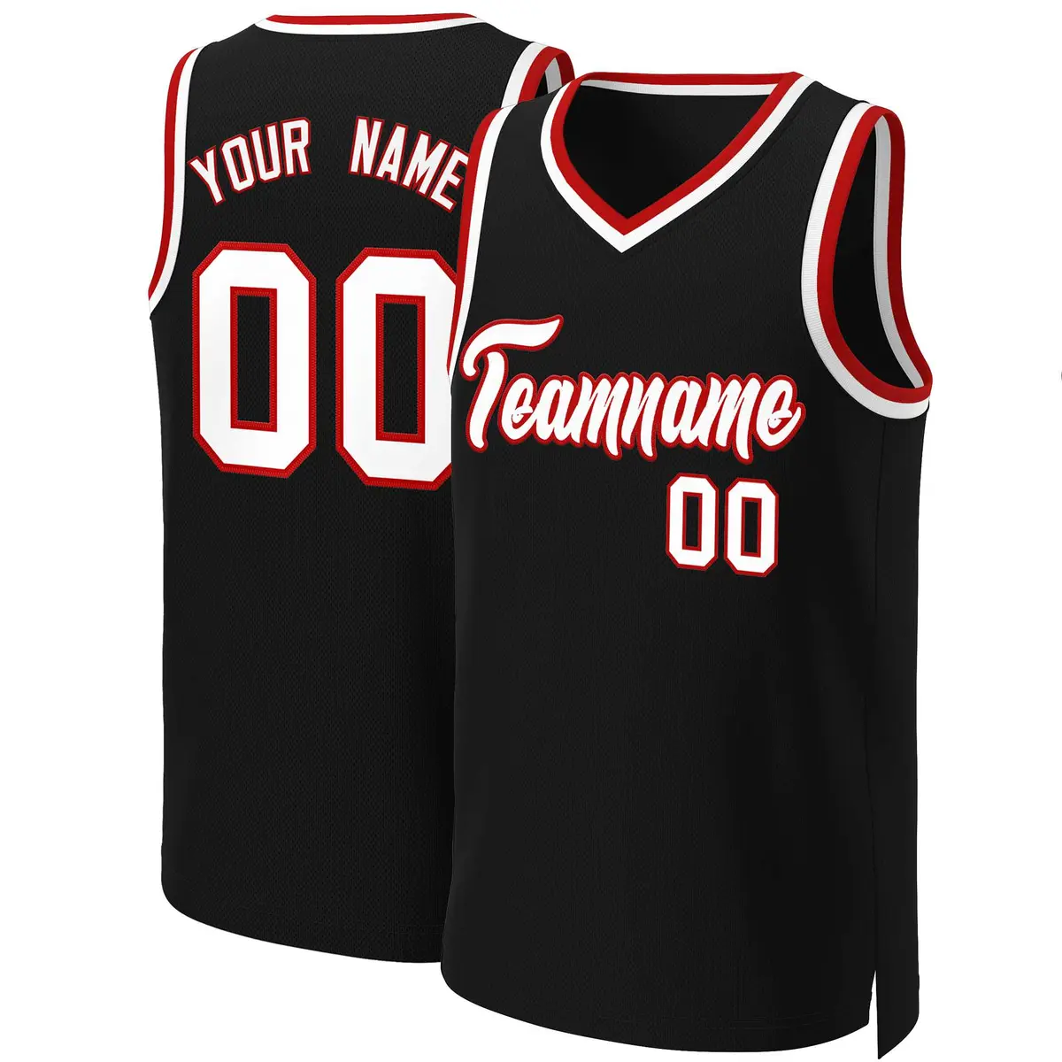 Black White-Red Classic Basketball Jersey