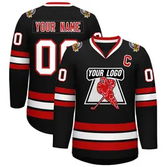 Black White-Red Classic Hockey Jersey