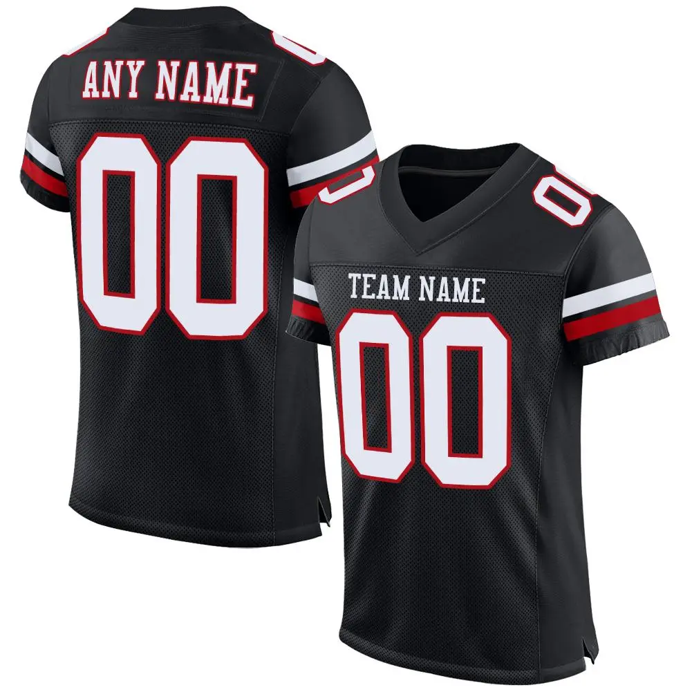 Black White-Red Classic Mesh Authentic Football Jersey