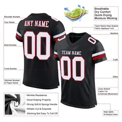 Black White-Red Classic Mesh Authentic Football Jersey 2