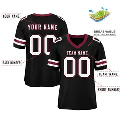 Black White-Red Classic Mesh Authentic Football Jersey 2