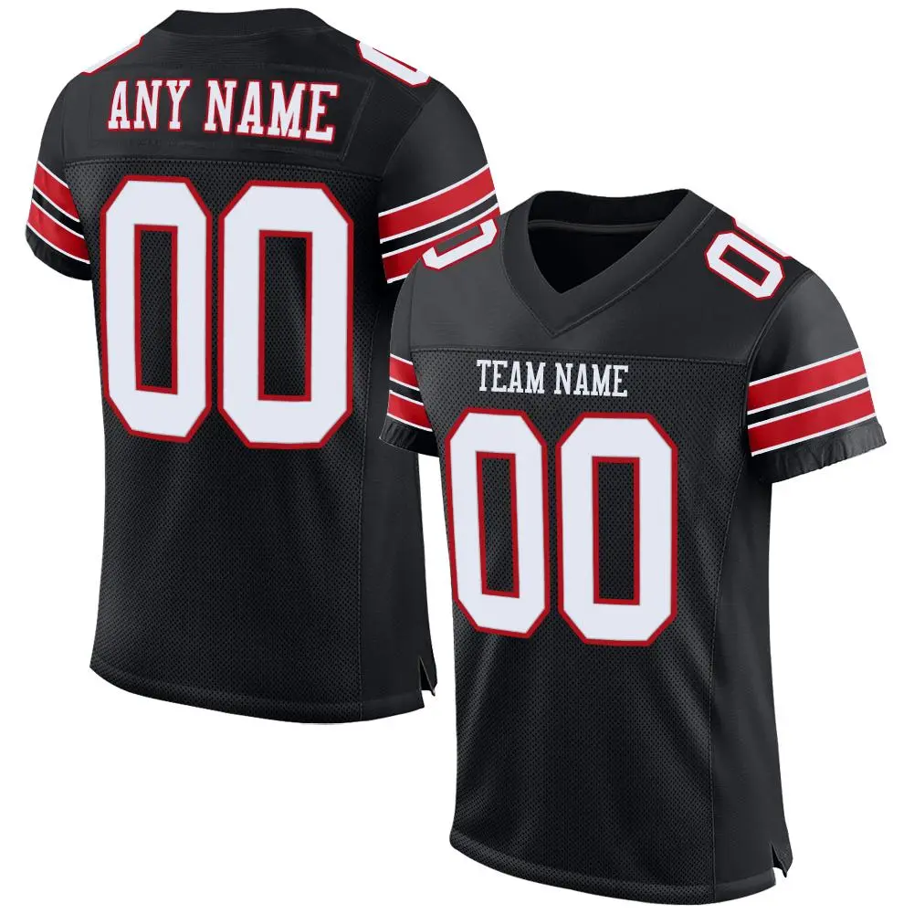 Black White-Red Classic Mesh Authentic Football Jersey