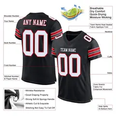 Black White-Red Classic Mesh Authentic Football Jersey 2