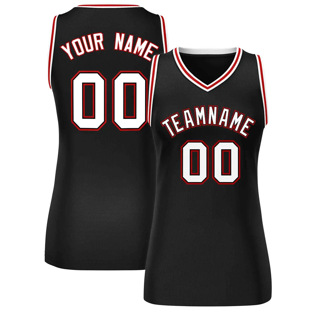 Black White-Red Classic Mesh Basketball Jersey for Women