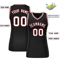 Black White-Red Classic Mesh Basketball Jersey for Women 2