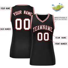 Black White-Red Classic Mesh Basketball Jersey for Women 2