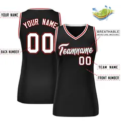 Black White-Red Classic Mesh Basketball Jersey for Women 2