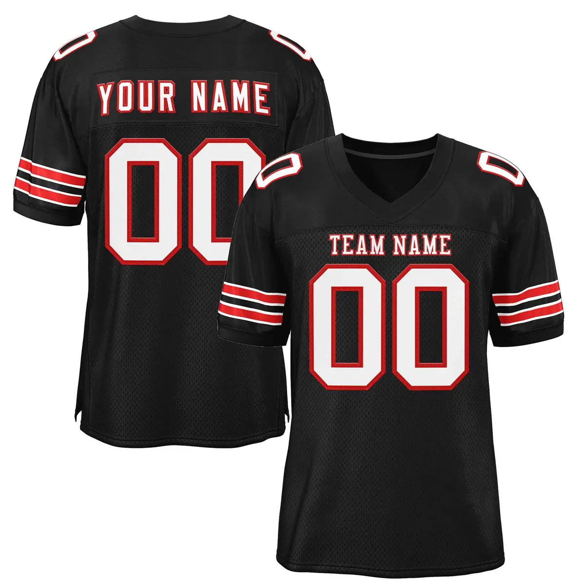 Black White-Red Classic Style Football Jersey