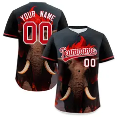 Black White Red Elephant Graffiti Baseball Jersey