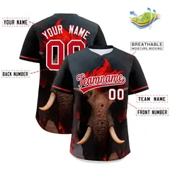 Black White Red Elephant Graffiti Baseball Jersey 2