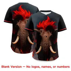 Black White Red Elephant Graffiti Baseball Jersey 7