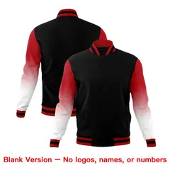 Black White Red Gradient Raglan Full-Snap Letterman Jacket 7