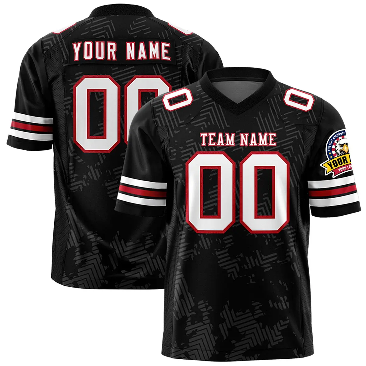 Black White-Red Graffiti Line Authentic Football Jersey