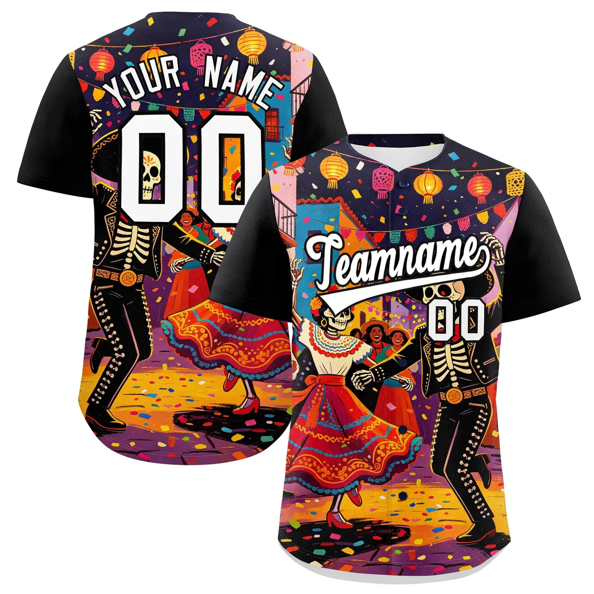 Black White Red Graffiti Mexican Style Baseball Jersey