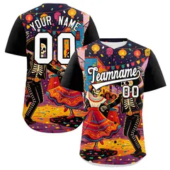 Black White Red Graffiti Mexican Style Baseball Jersey
