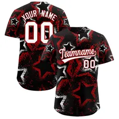 Black White Red Graffiti Star Ink Texture Baseball Jersey