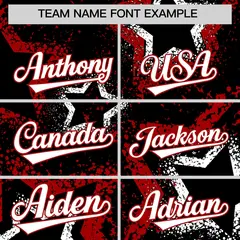 Black White Red Graffiti Star Ink Texture Baseball Jersey 3