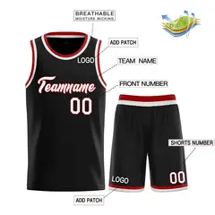 Black White-Red Heal Classic Sets Basketball Jersey 3