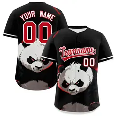 Black White Red Panda Graffiti Animal Series Baseball Jersey