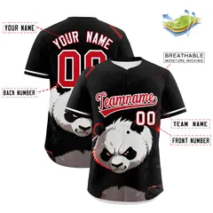 Black White Red Panda Graffiti Animal Series Baseball Jersey 2