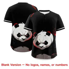 Black White Red Panda Graffiti Animal Series Baseball Jersey 7