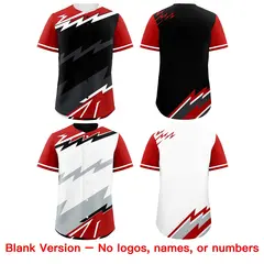 Black White Red Reversible Baseball Jersey Lightning & Graffiti Pattern 8