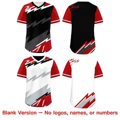 Black White Red Reversible Baseball Jersey Lightning & Graffiti Pullover V-Neck 8