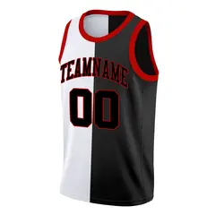Black White-Red Split Fashion Tops Basketball Jersey 3