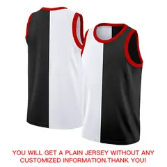 Black White-Red Split Fashion Tops Basketball Jersey 4