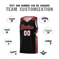 Black White Red Star Graffiti Double Side Basketball Uniform 2