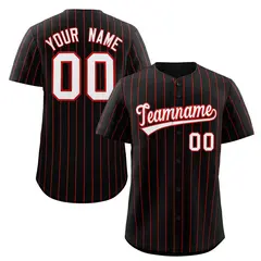 Black White-Red Stripe Authentic Fashion Baseball Jersey