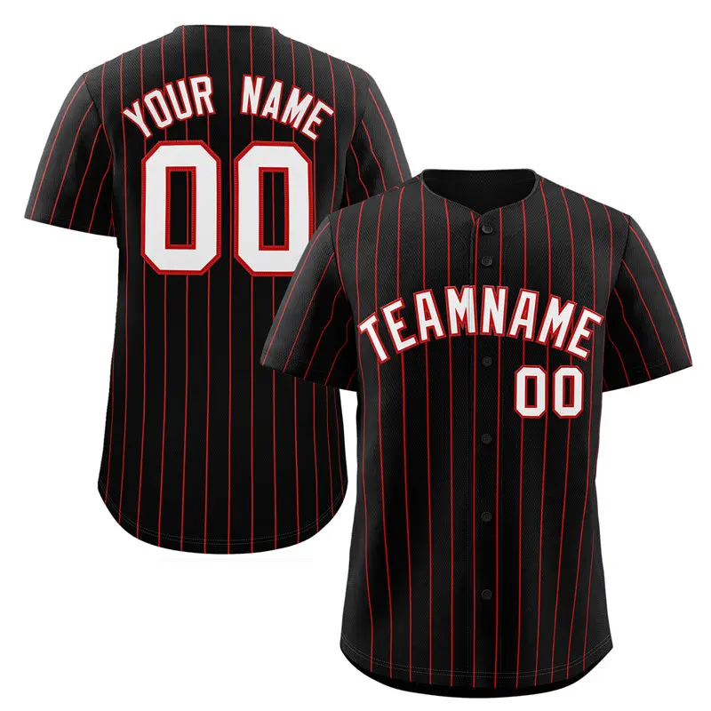 Black White-Red Stripe Authentic Fashion Baseball Jersey
