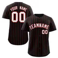 Black White-Red Stripe Authentic Fashion Baseball Jersey