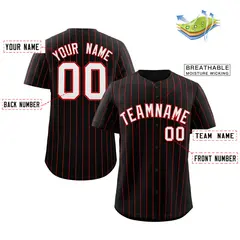 Black White-Red Stripe Authentic Fashion Baseball Jersey 2
