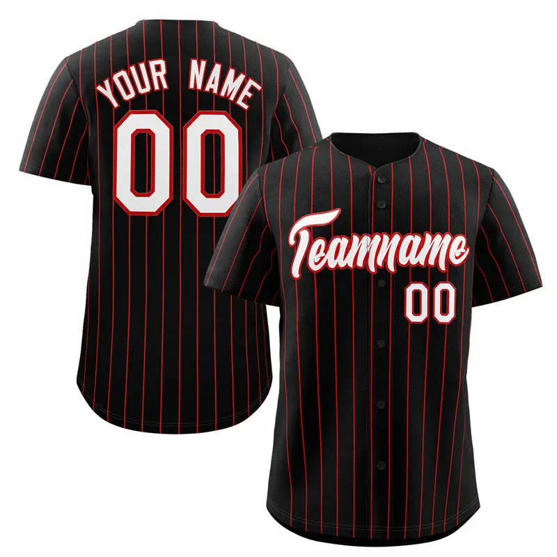 Black White-Red Stripe Authentic Fashion Baseball Jersey