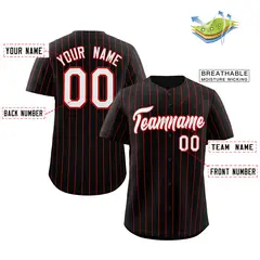 Black White-Red Stripe Authentic Fashion Baseball Jersey 2