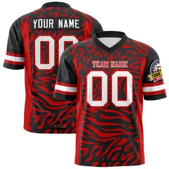 Black White-Red Zebra Stripes Pattern Football Jersey