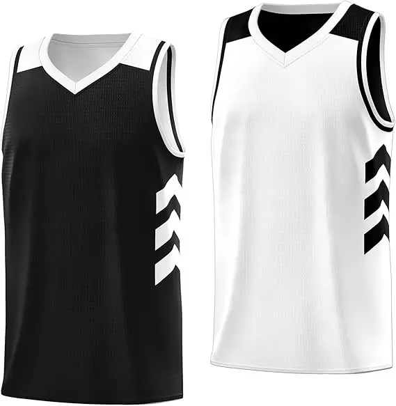 Black White Reversible Basketball Jersey For Men
