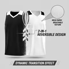 Black White Reversible Basketball Jersey For Men 4